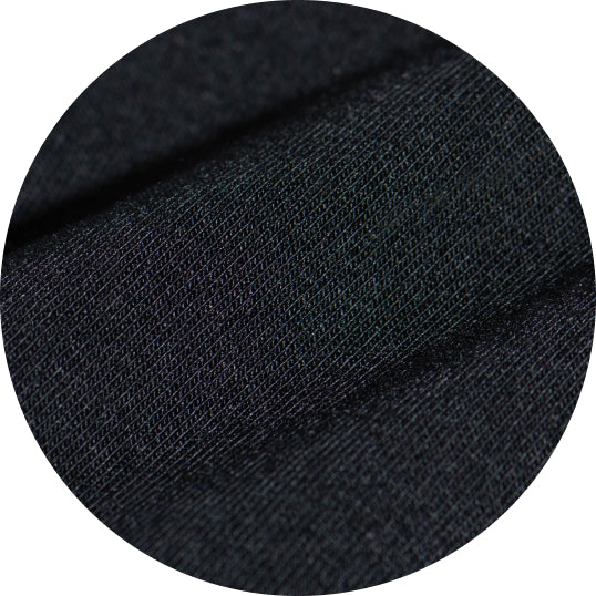Close up photo of black double knit fabric