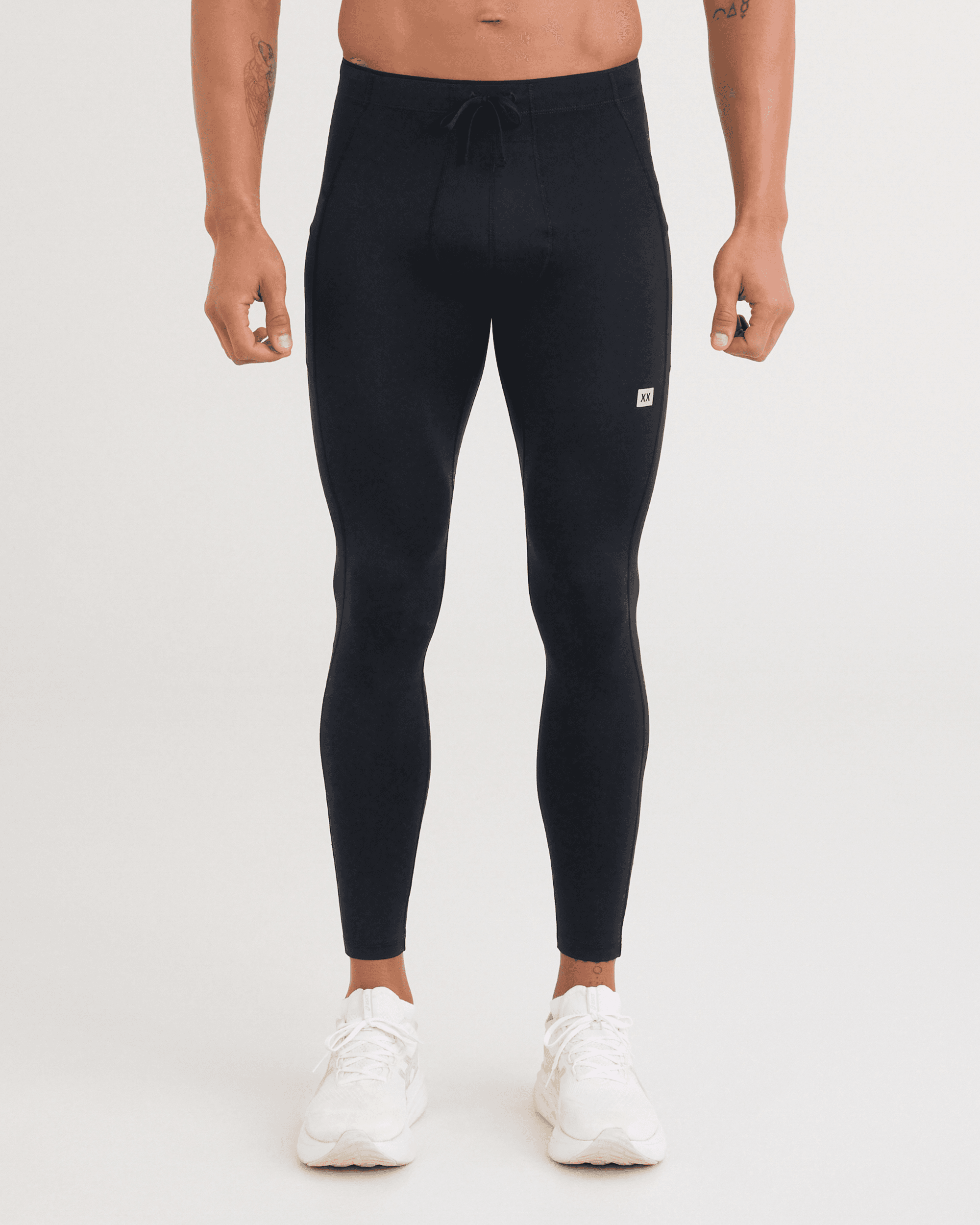 Front - Model wearing Smooth Flex Light Compression Tights in Black
