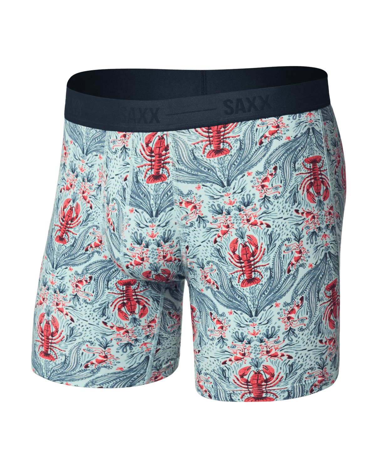 Front of Smooth Luxe Micro Modal Boxer Brief in Lobster Flourish-Mint