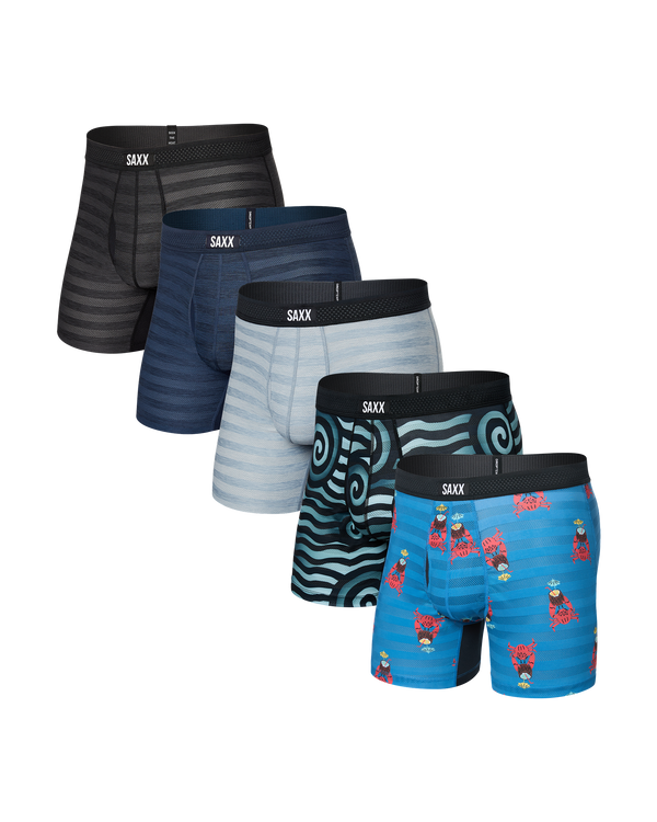 Front of DropTemp Cooling Mesh Boxer Brief (5 Pack) in Assorted Prints