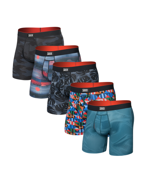 Front of Multi-Sport Mesh Boxer Brief (5 Pack) in assorted prints