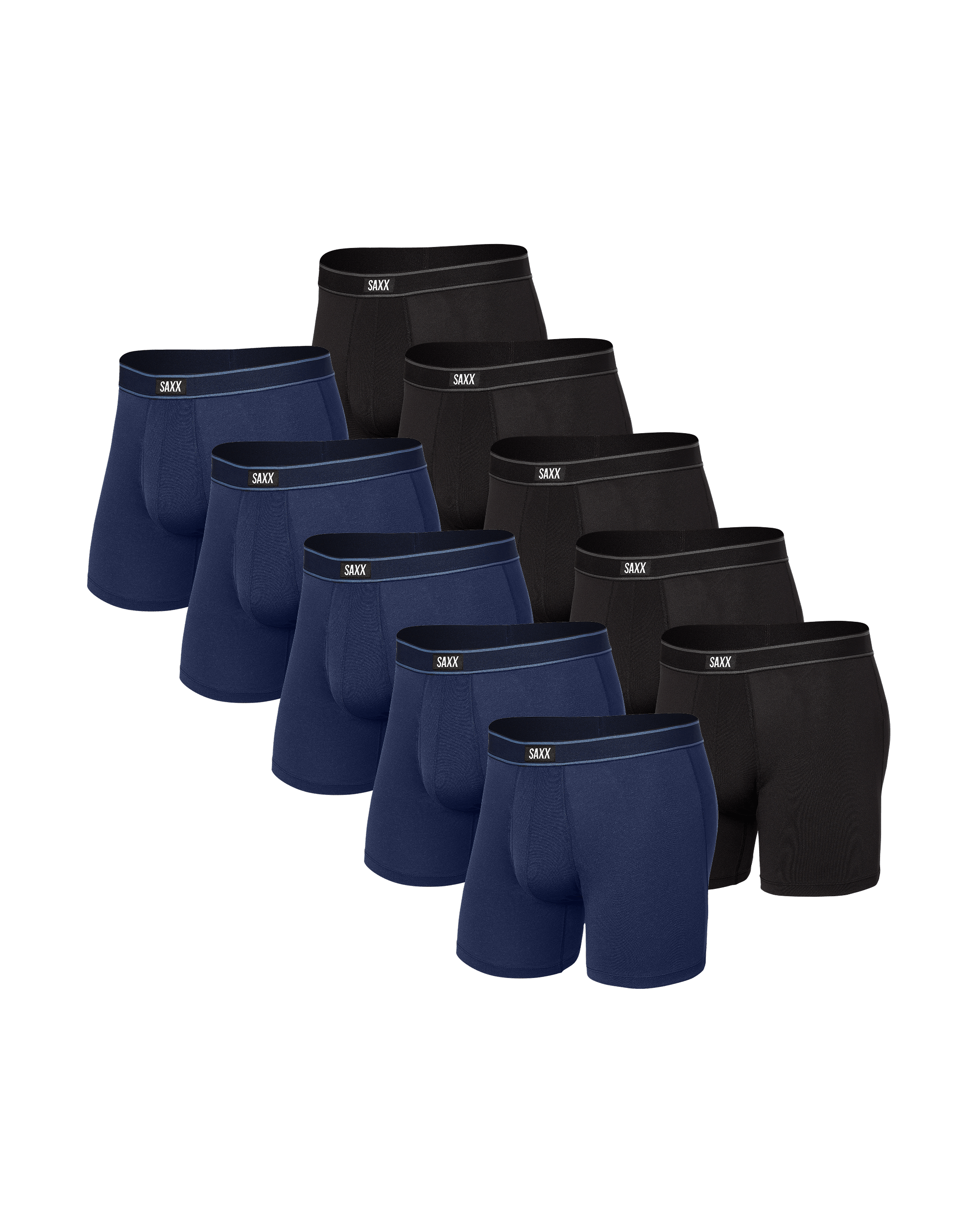 Front of Daytripper Boxer Brief Fly 10 Pack in Black/Navy