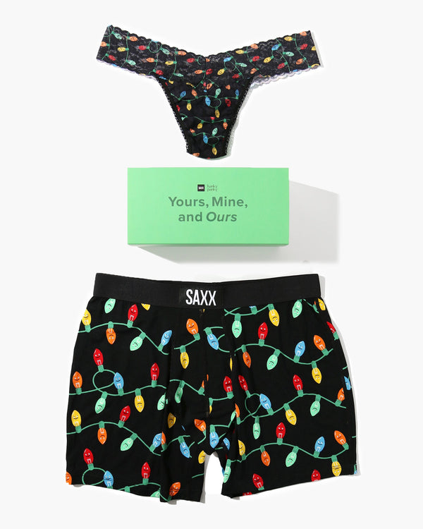 SAXX Ultra Boxer Brief and Hanky Panky Low Rise Thong in Getta Watt