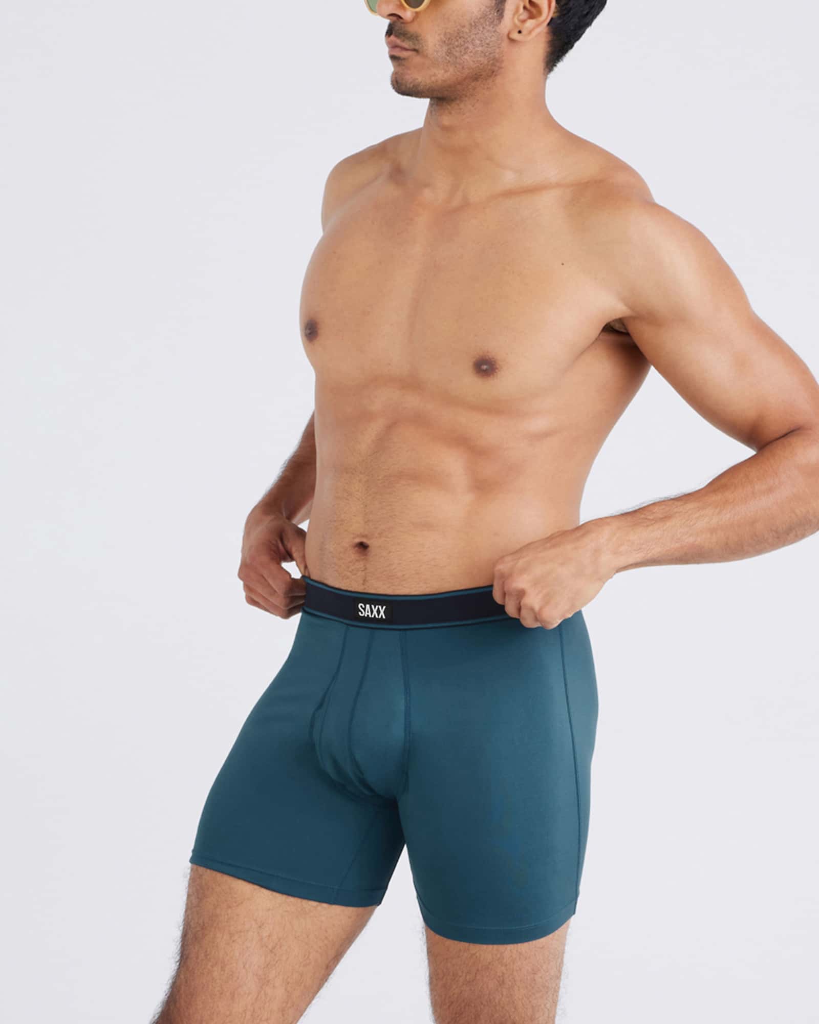 Front - Model wearing Daytripper Boxer Brief Fly 2Pk in Storm/Black