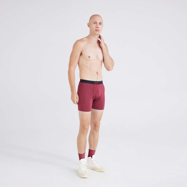 Front - Model wearing Ultra Super Soft Boxer Brief in Tibetan Red Heather