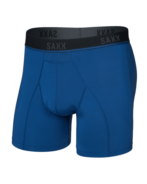 Front of Kinetic Light-Compression Mesh Boxer Brief in Navy Dawn