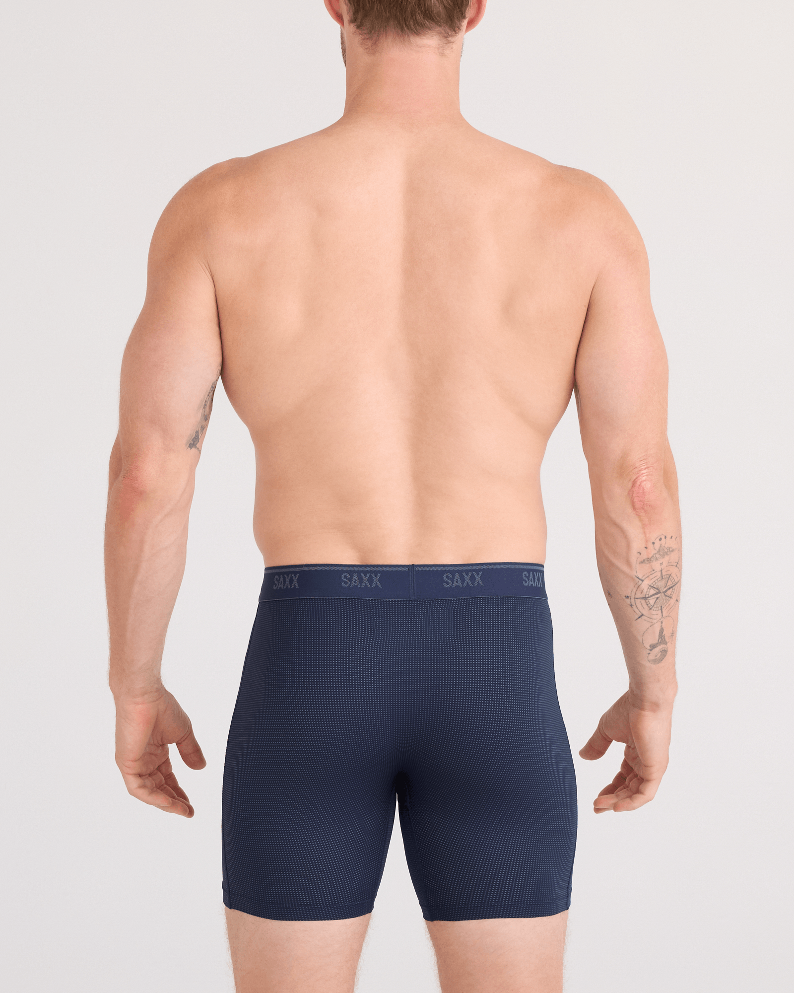 Back - Model wearing Quest Quick-Dry Mesh Boxer Brief Fly in Maritime