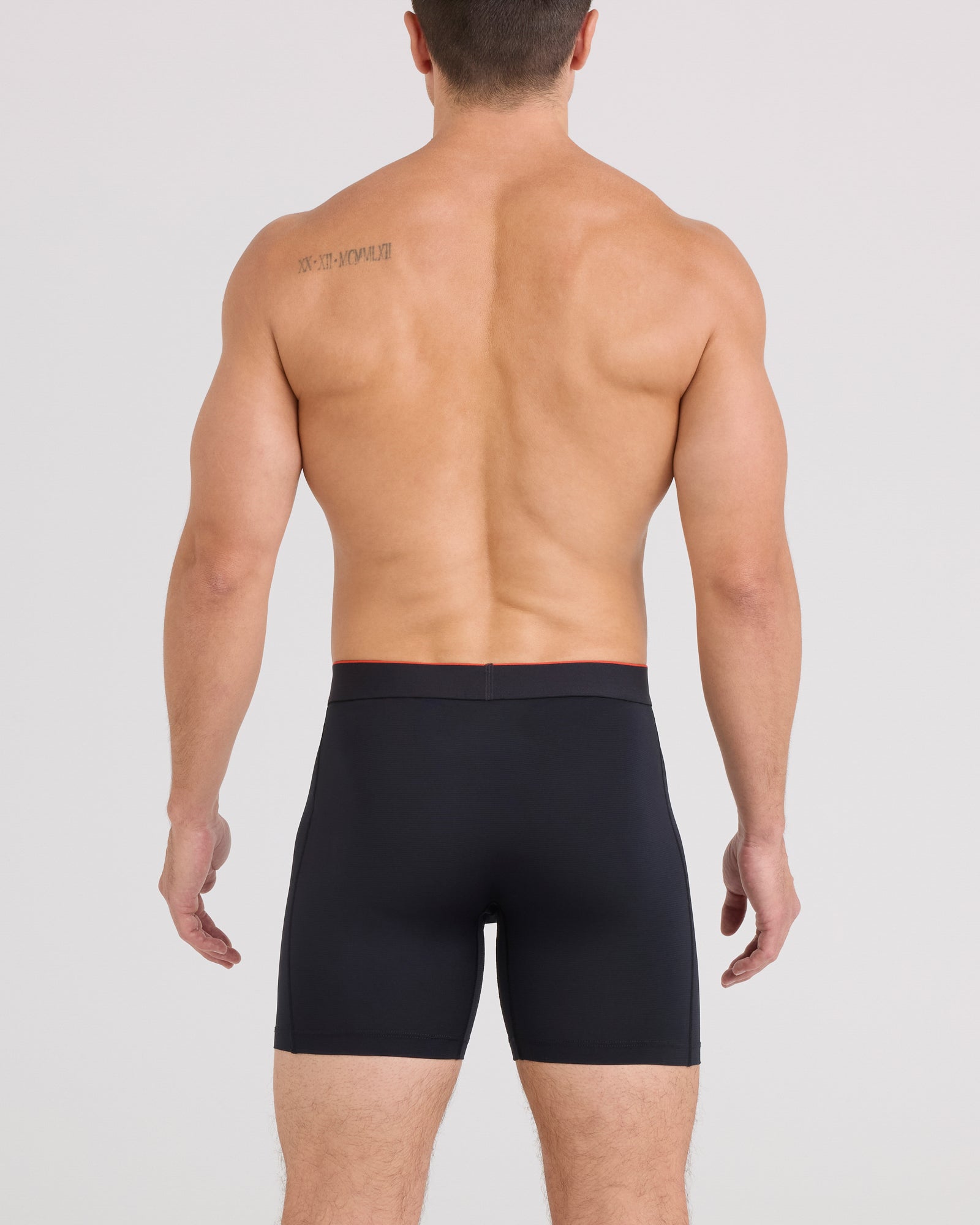 Front - Model wearing Multi-Sport Mesh Boxer Brief Fly in Black