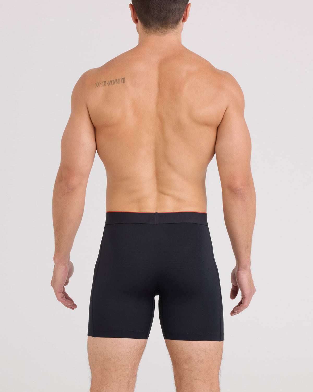 Back - Model wearing Multi-Sport Mesh Boxer Brief Fly in Black