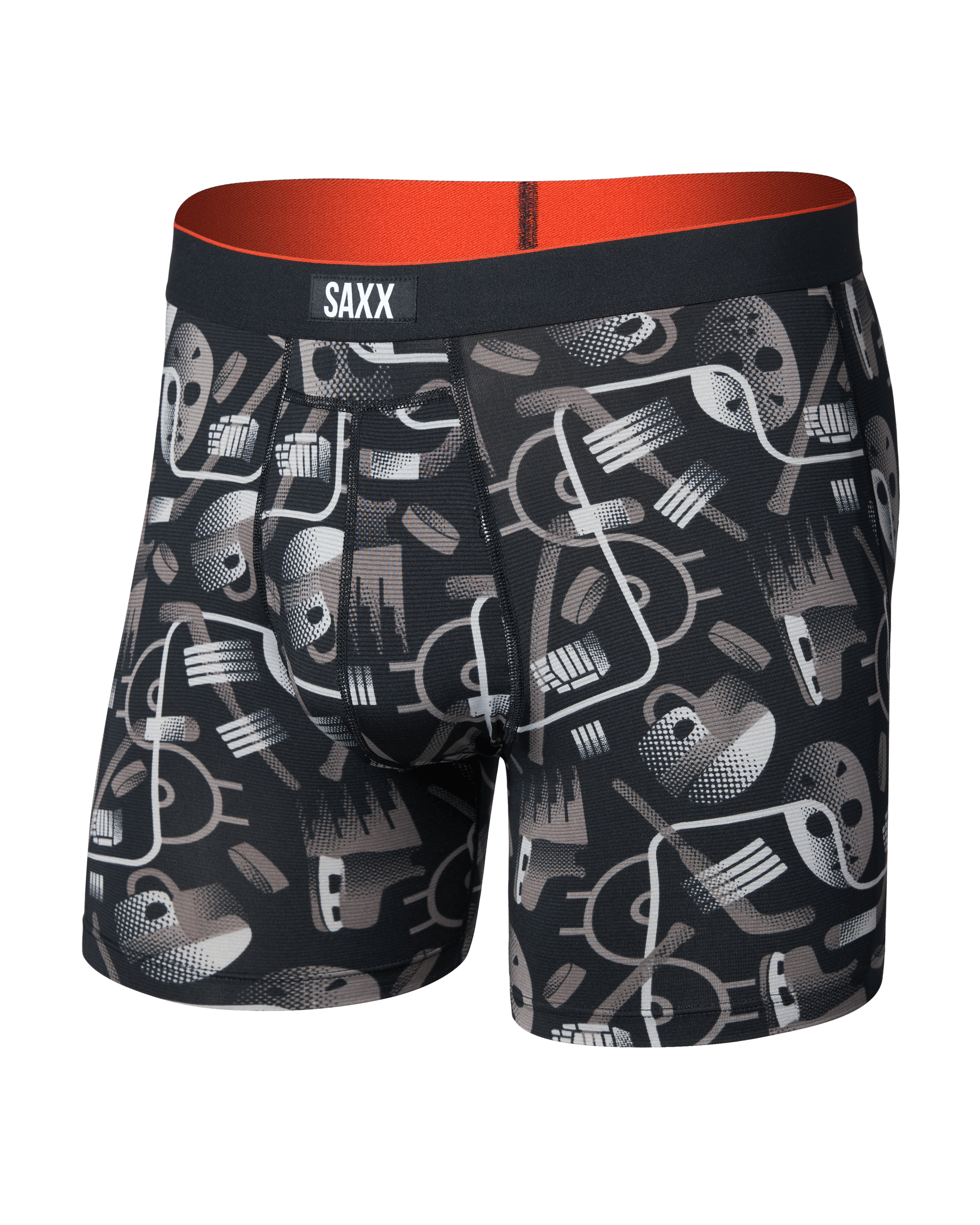 Front of Multi-Sport Mesh Boxer Brief in Hockey Conduit-Black