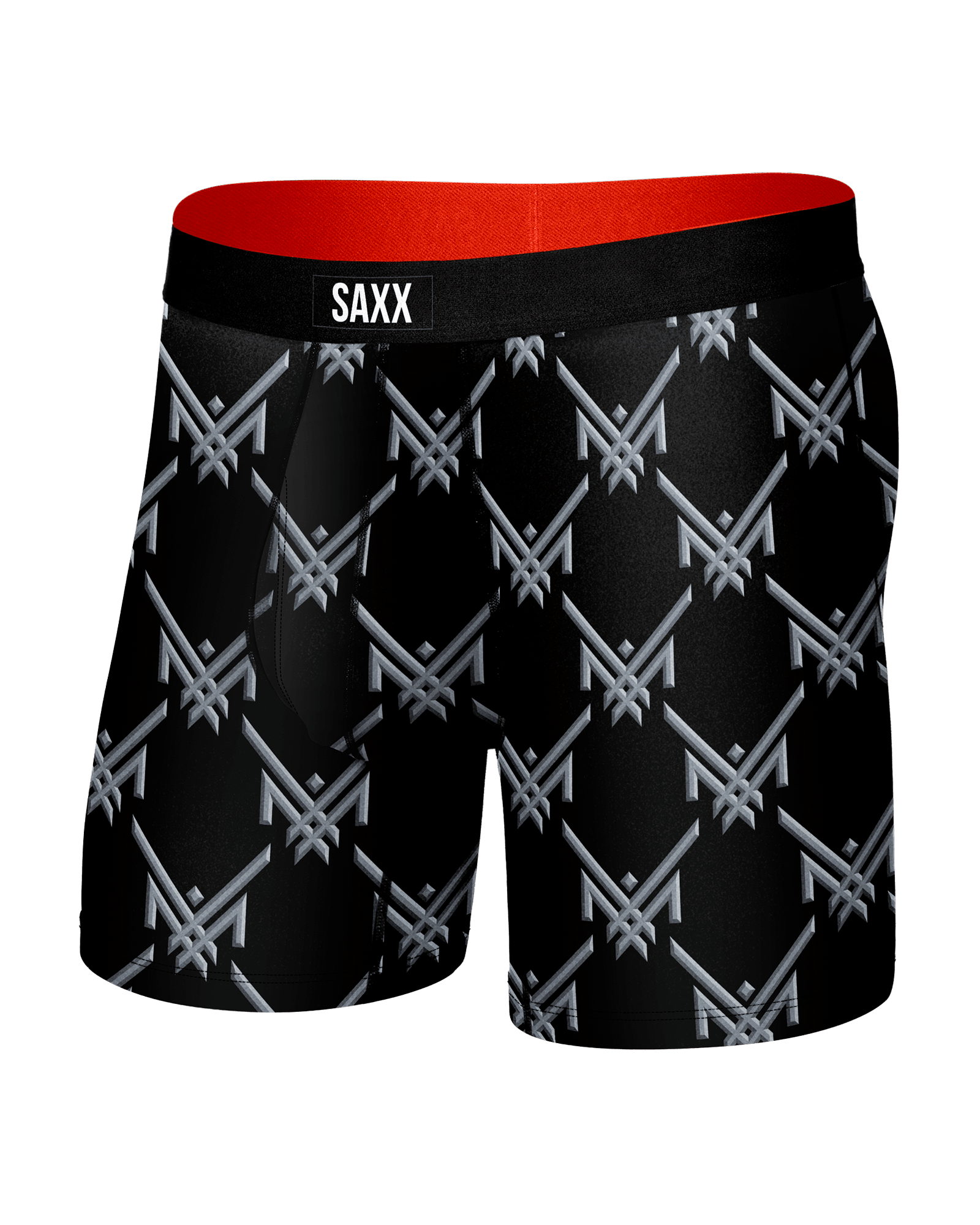 Front of Multi-Sport Mesh Boxer Brief Fly in Maxx Luxx Logo-Black