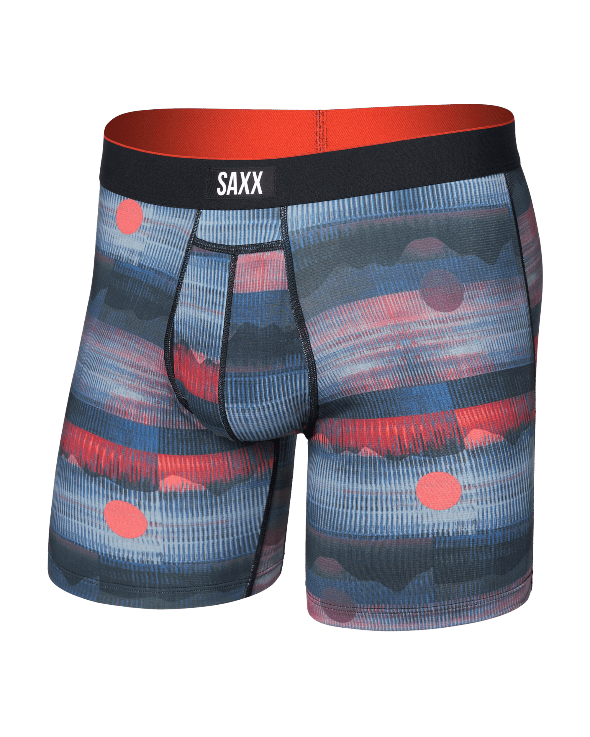 Front of Multi-Sport Mesh Boxer Brief Fly in Mystery Peaks-Multi