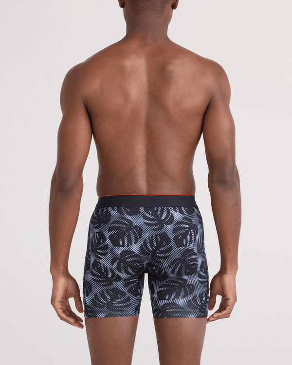 Back - Model wearing Multi-Sport Mesh Boxer Brief Fly in Rem Tropic-Black
