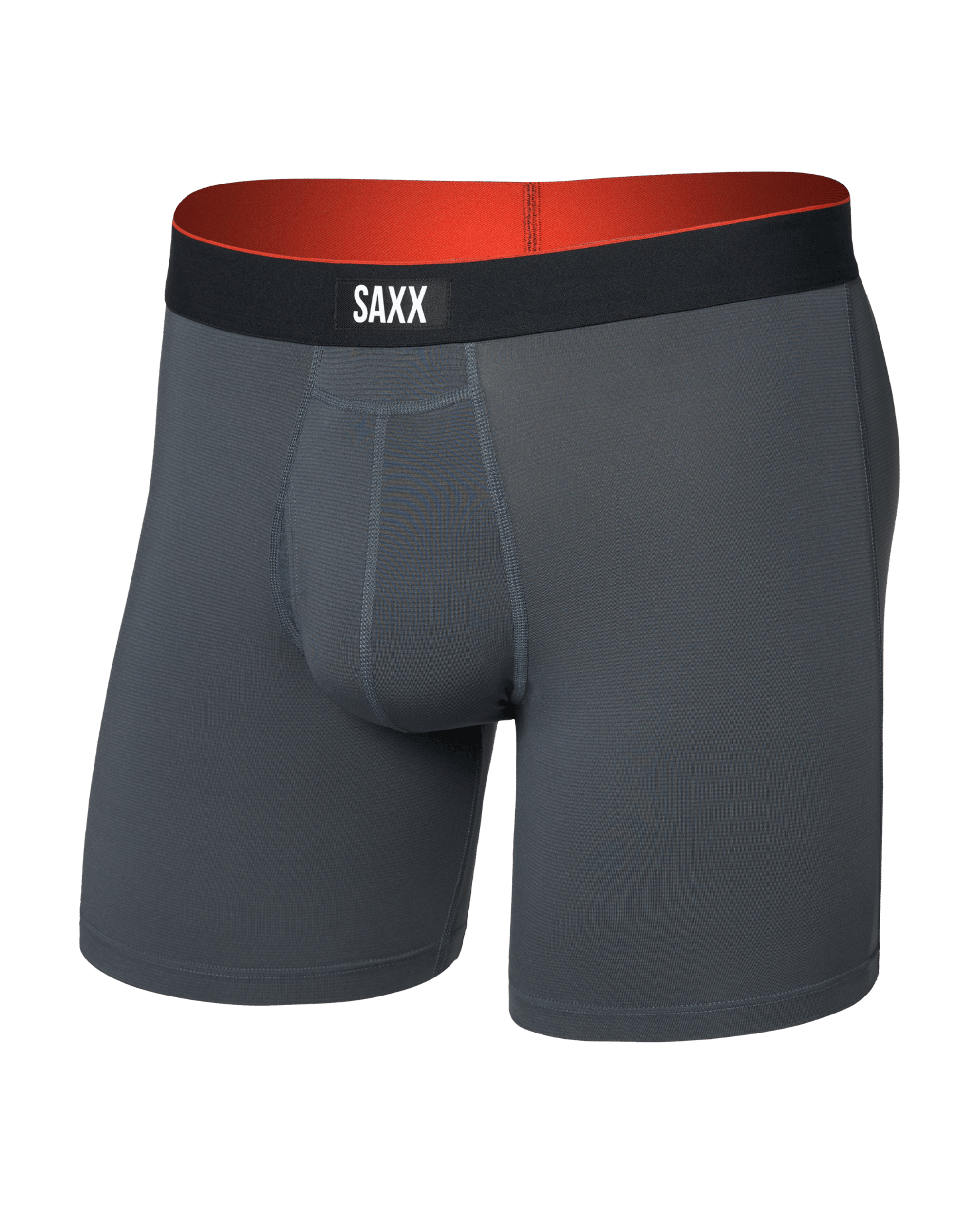 Front of Multi-Sport Mesh Boxer Brief Fly in Turbulence/Black Waistband