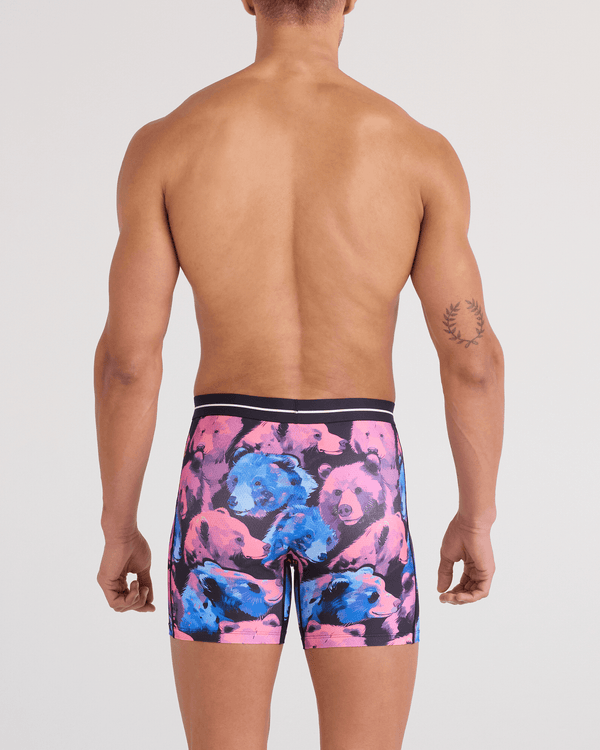 Back - Model wearing Volt Breathable Mesh Boxer Brief in Beartastic-Multi
