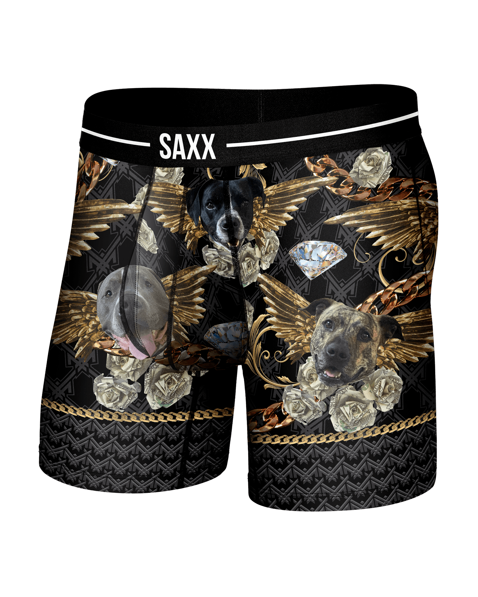 Front of Volt Breathable Mesh Boxer Brief in Dogs Of Maxx-Black
