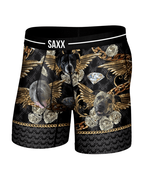 Front of Volt Breathable Mesh Boxer Brief in Dogs Of Maxx-Black