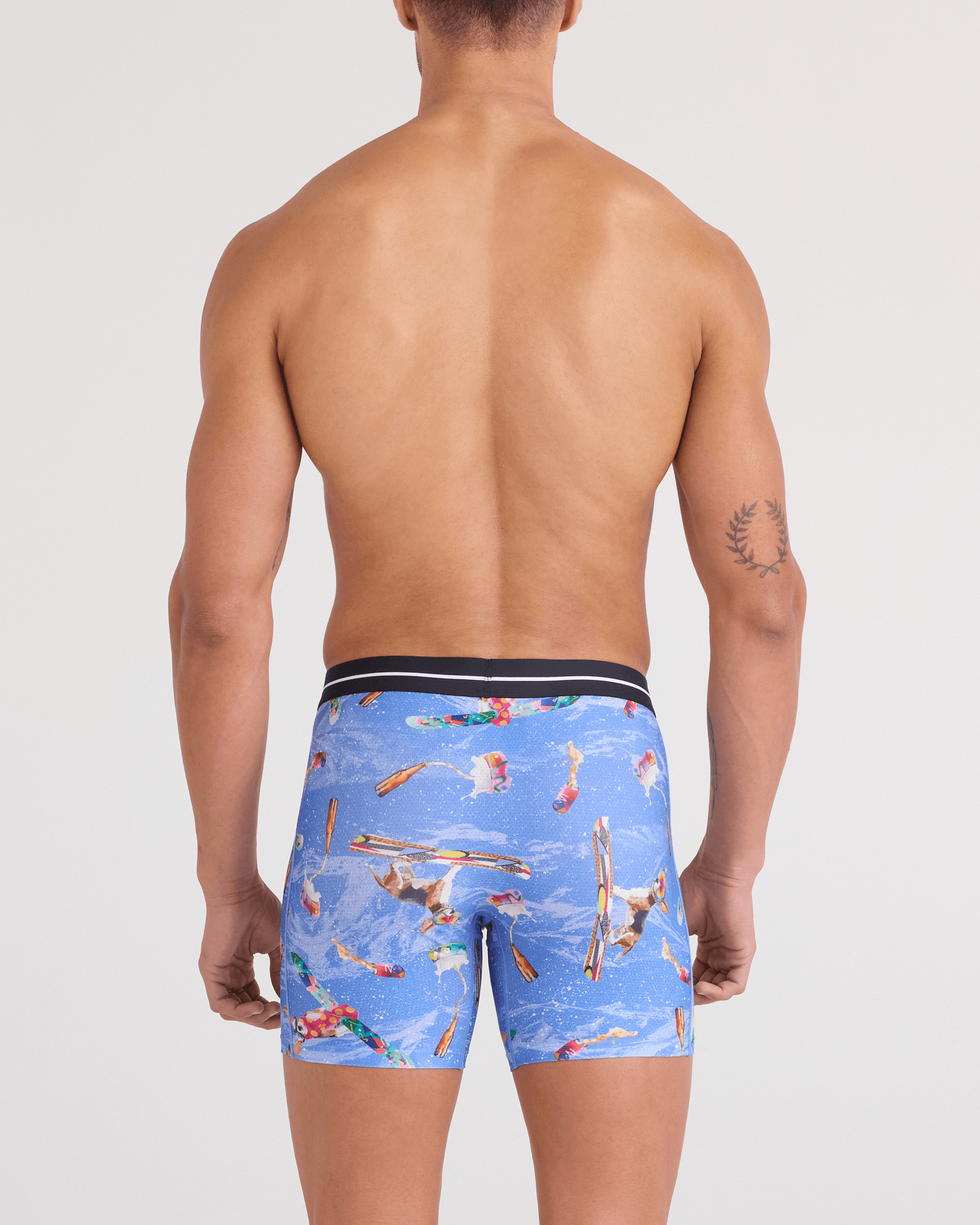 Back - Model wearing Volt Breathable Mesh Boxer Brief in Haute Doggers-Sail Blue