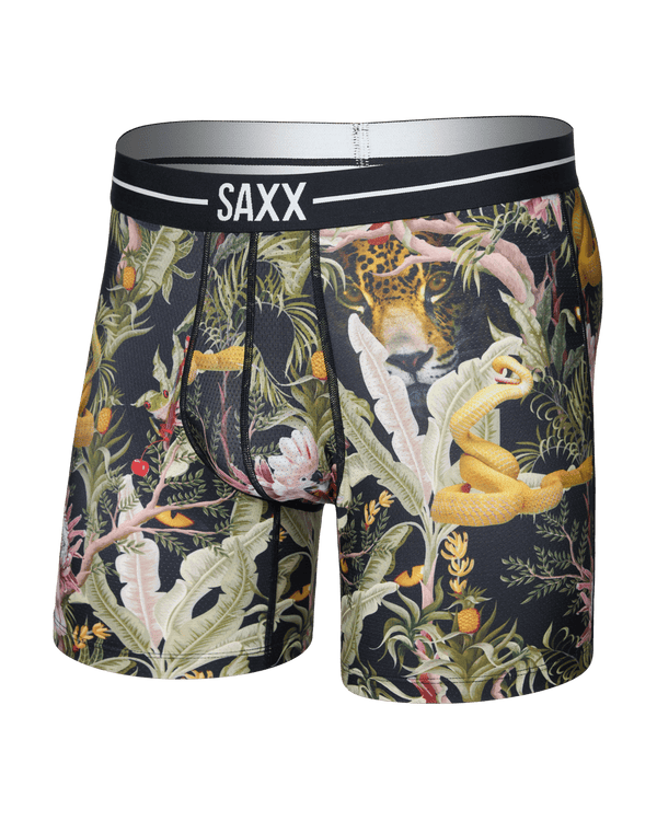 Front of Volt Breathable Mesh Boxer Brief in Jungle Juice-Black