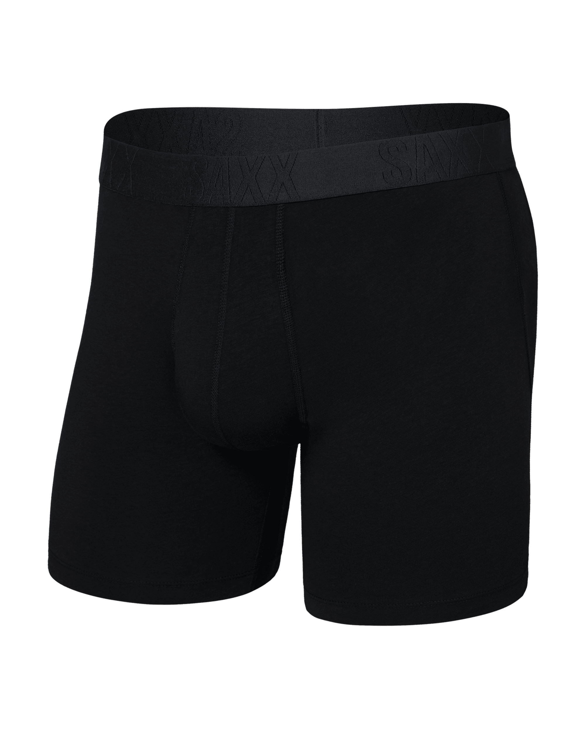 Front of DropTemp Cooling Cotton Boxer Brief Fly in Black