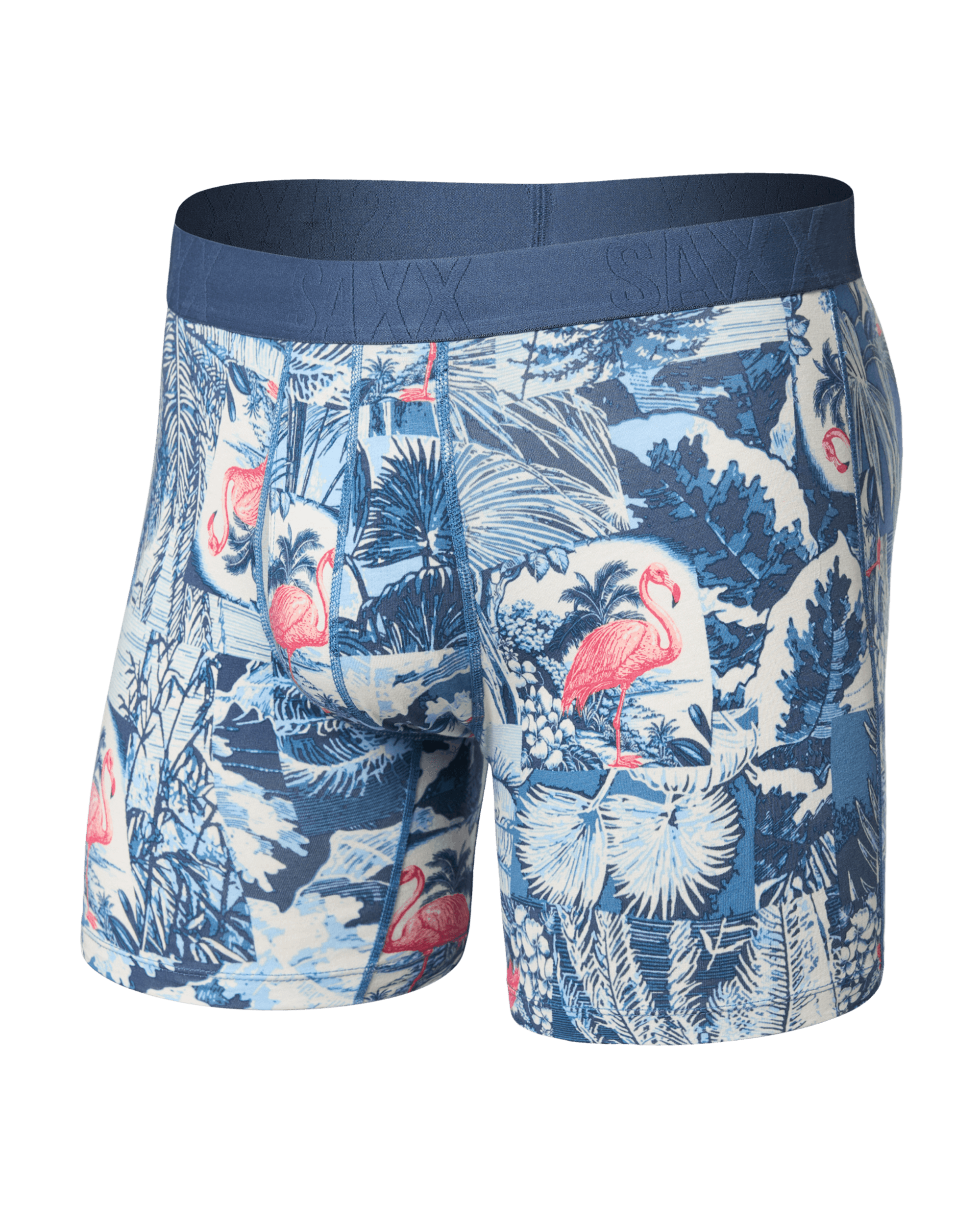 Front of Droptemp Cooling Cotton Boxer Brief Fly in Botanique-Washed Indigo