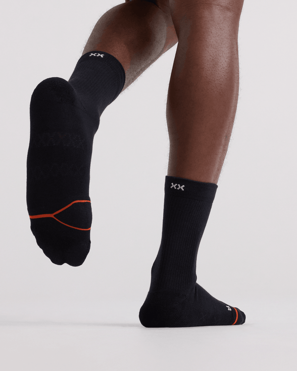 Front - Model wearing Good Form Crew Sock in Black