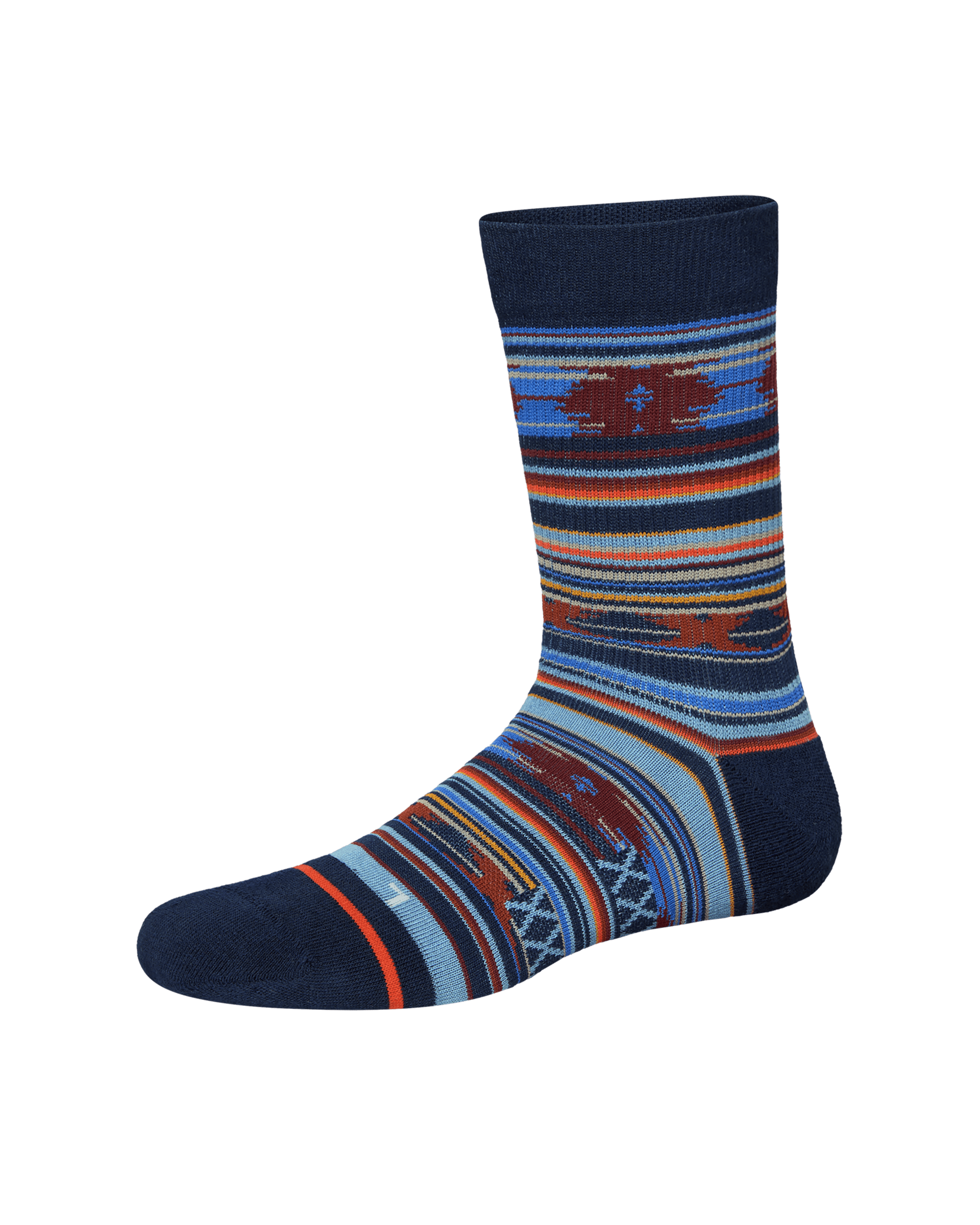 Front of Good Form Crew Sock in Blanket Stripe-Multi
