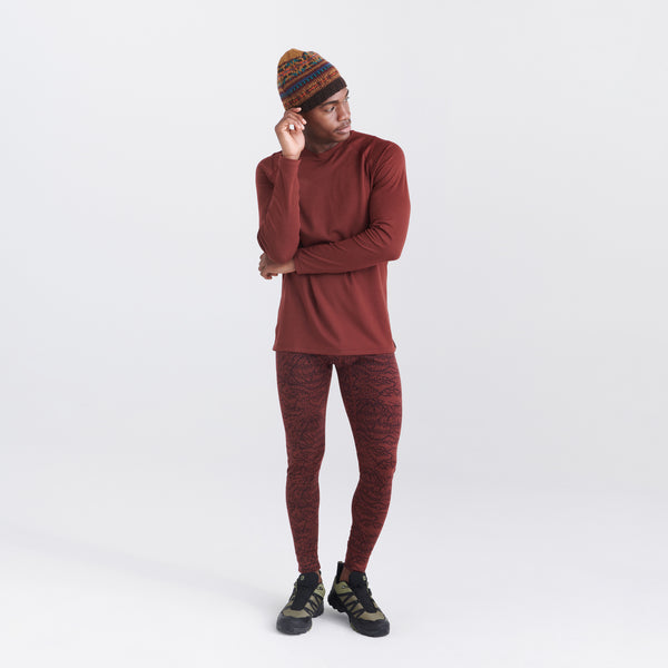 Front - Model wearing Roast Master Mid-Weight Baselayer Long Sleeve Crew in Dark Brick