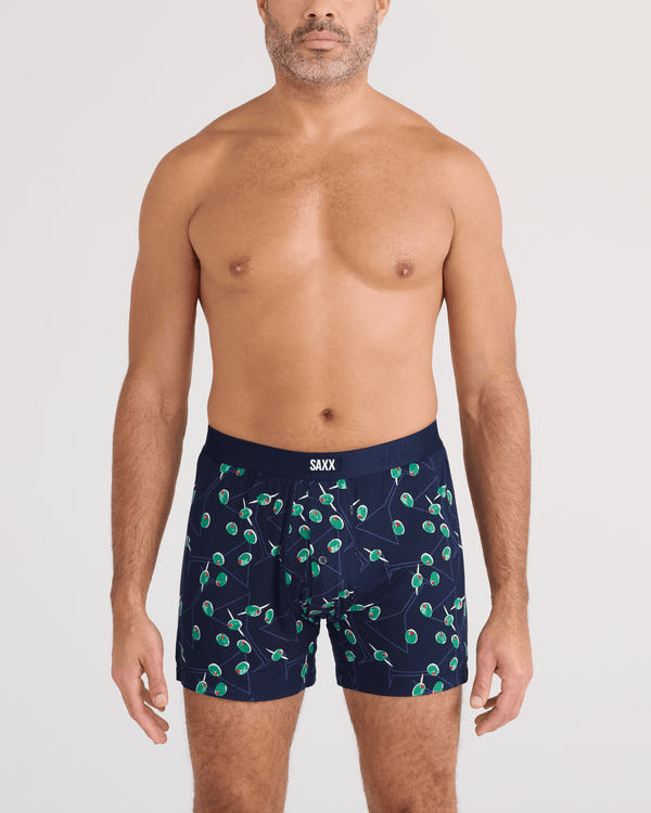 Front - Model wearing Snooze Sleep Boxer Short in Olive You-Maritime