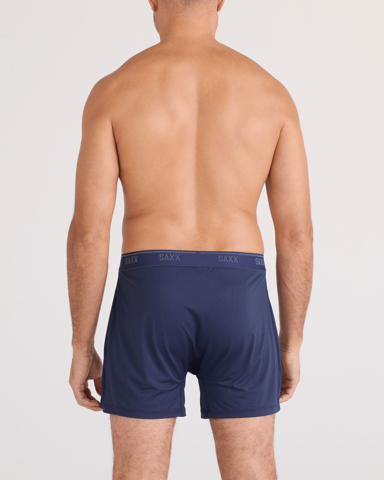 Back - Model wearing Quest Quick-Dry Mesh Boxer Short Fly in Maritime