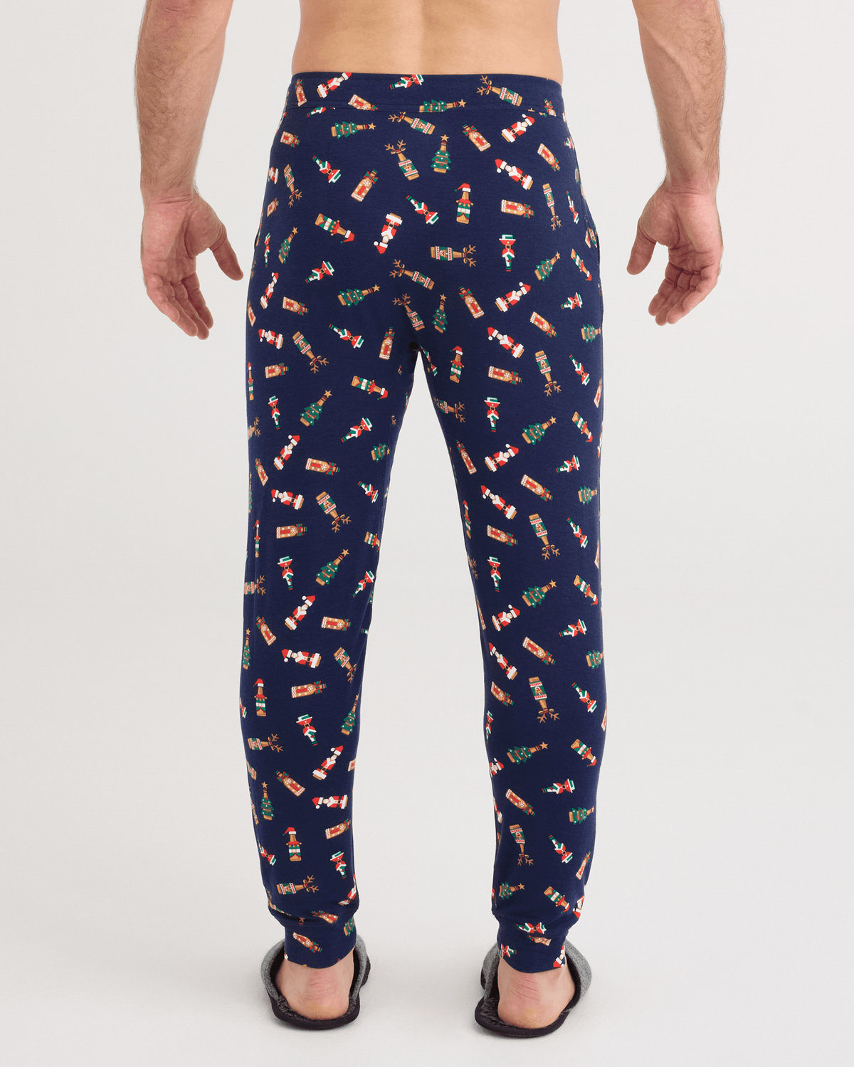 Back - Model wearing Snooze Pants in Cheers To Beers-Maritime