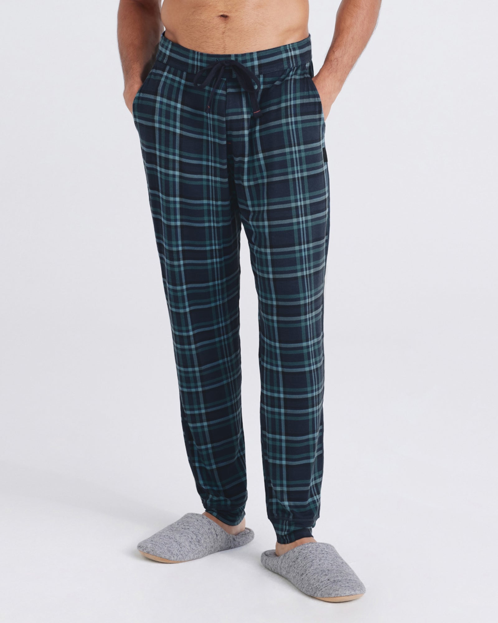 SAXX Snooze Pants Men s M Flannel Plaid Dark Denim