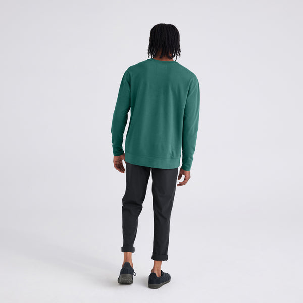 Back - Model wearing 3Six Five Lounge Long Sleeve Crew in Pine