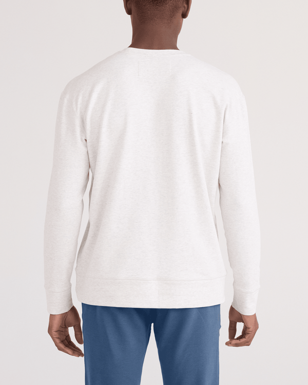 Back - Model wearing 3Six Five Long Sleeve Crew in Steel Heather