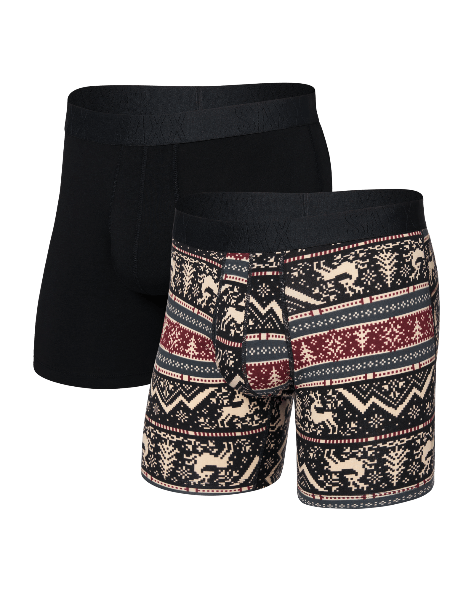Front of DropTemp Cooling Cotton Boxer Brief Fly 2 Pack in Caribou/Black