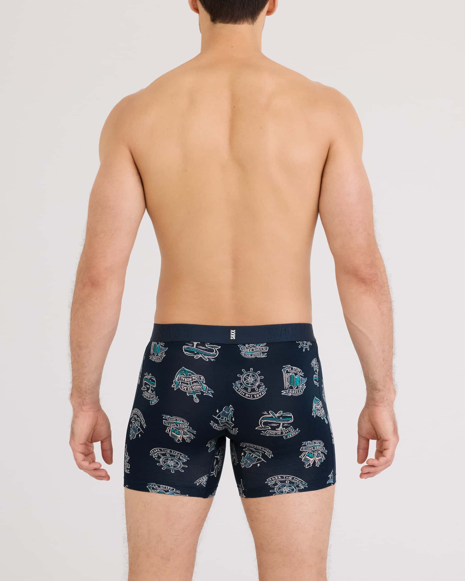 Back - Model wearing Droptemp Cooling Cotton Boxer Brief Fly in High Seas