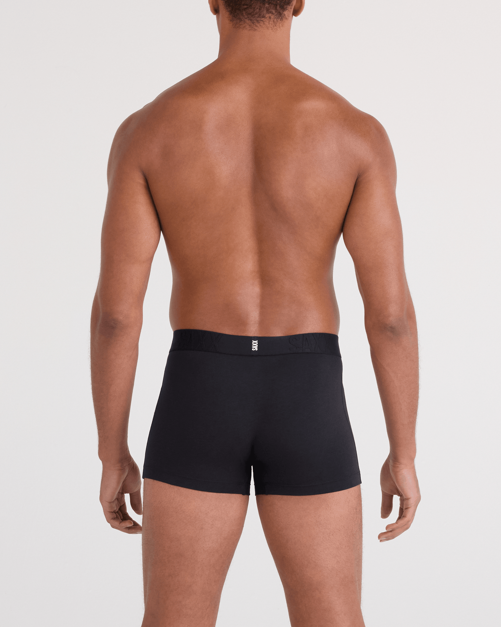 Back - Model wearing DropTemp Cooling Cotton Trunk Fly in Black