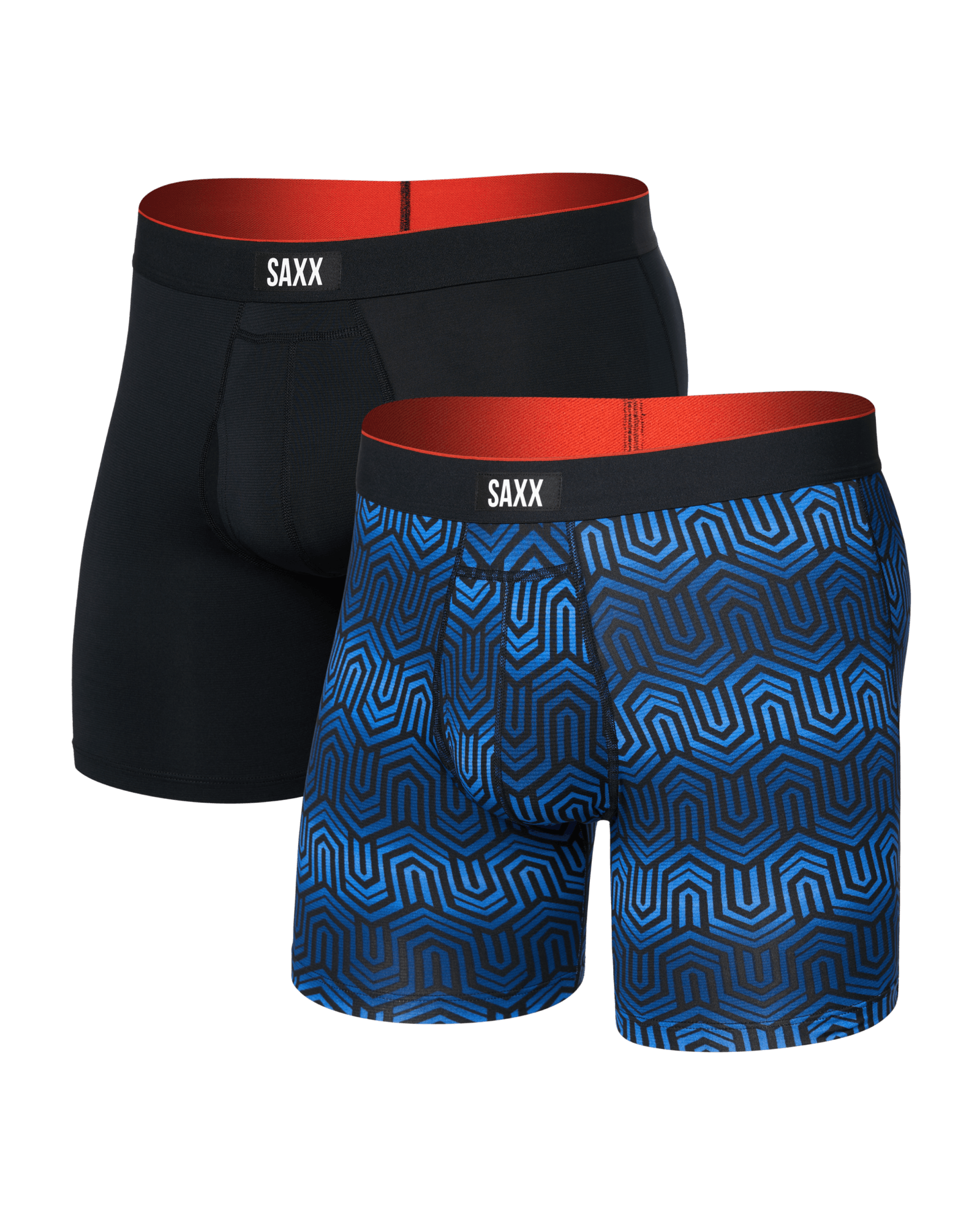 Front of Multi-Sport Mesh Boxer Brief Fly 2 Pack in Chain Of Command/Black