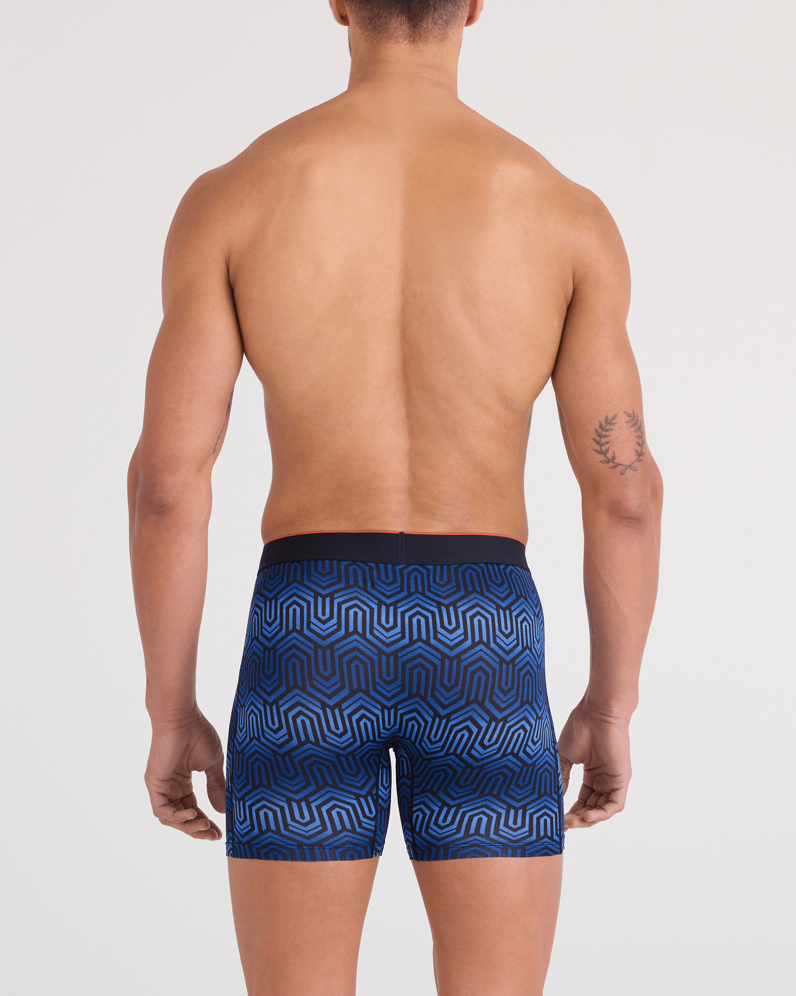 Back - Model wearing Multi-Sport Mesh Boxer Brief Fly 2 Pack in Chain Of Command/Black