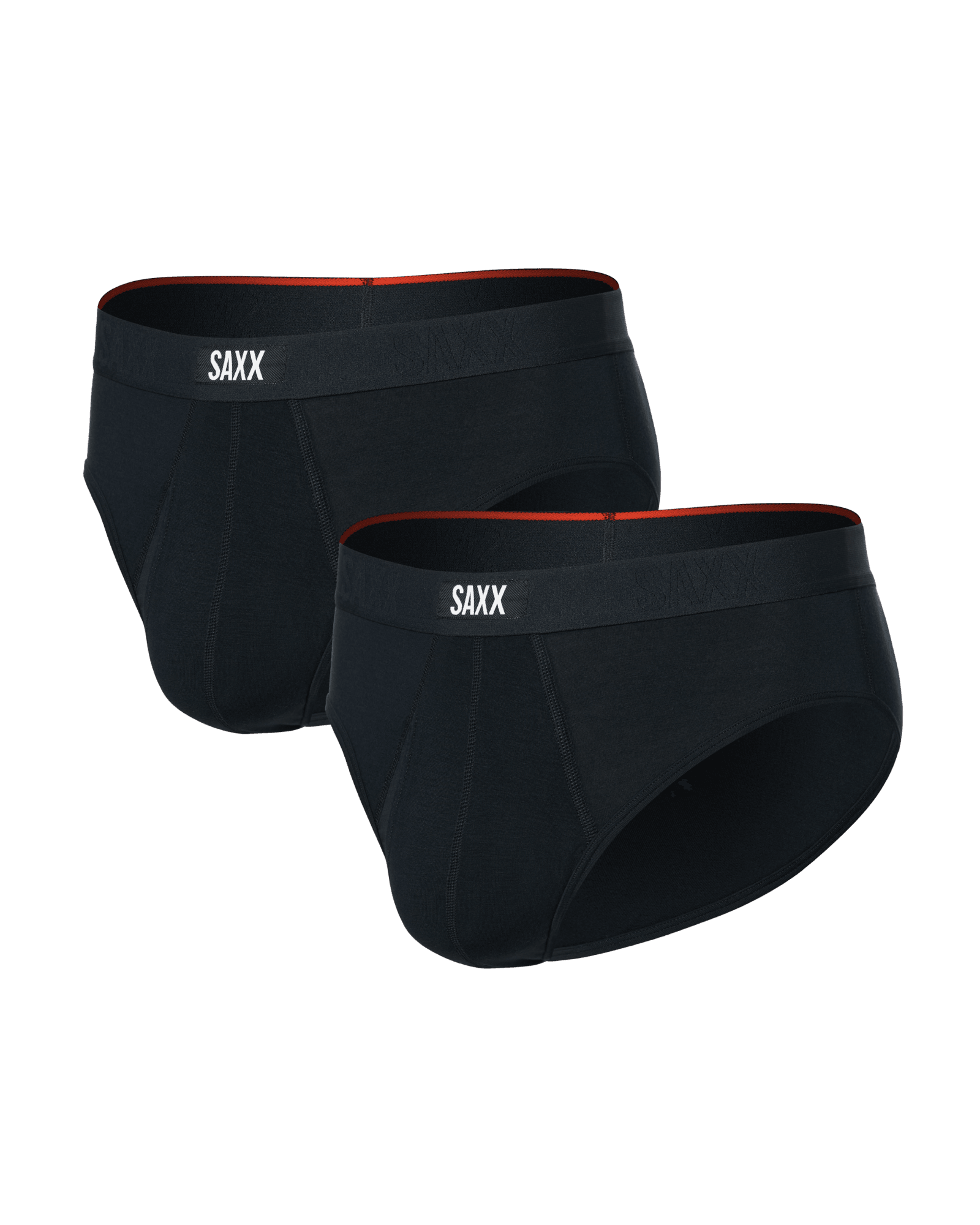 Front of Vibe Xtra Soft Comfort Brief Fly 2 Pack in Black