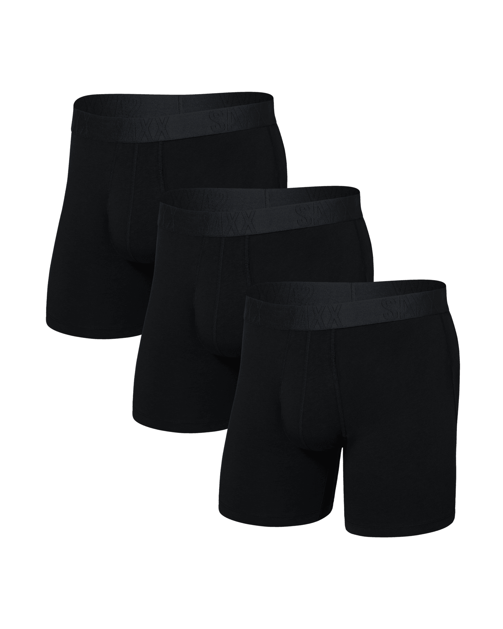 Front of DropTemp Cooling Cotton Boxer Brief Fly 3 Pack in Black