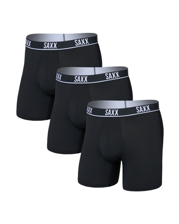 Front of Essential Performance Mesh Boxer Brief (3 Pack) in Black