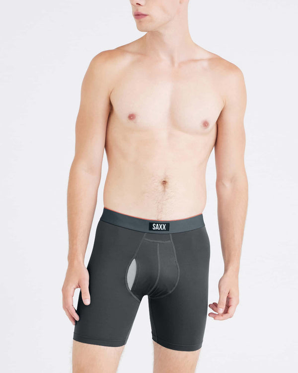 Front - Model wearing Multi-Sport Mesh Boxer Brief Fly 3Pk in Turbulence/Navy/Black