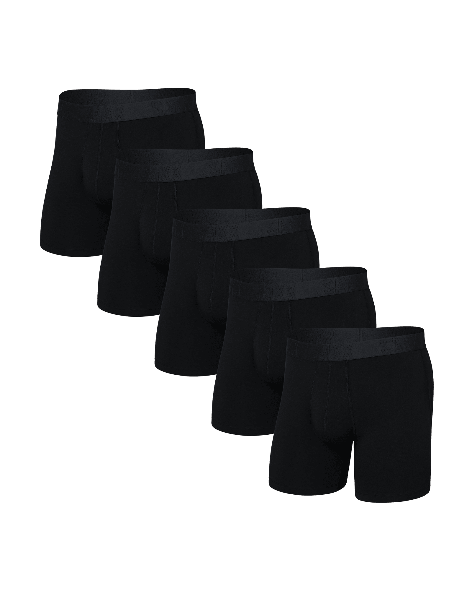 Front of DropTemp Cooling Cotton Boxer Brief Fly 5 Pack in Black