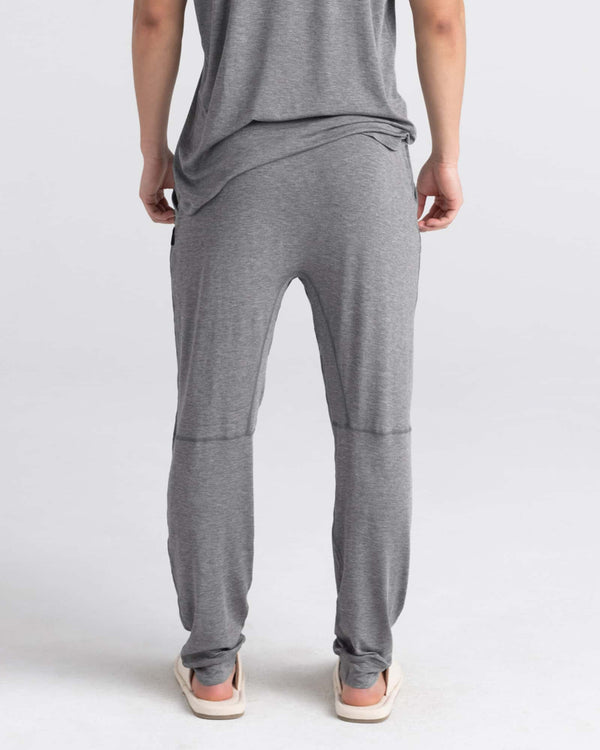 Back - Model wearing Snooze Pant in Dark Grey Heather
