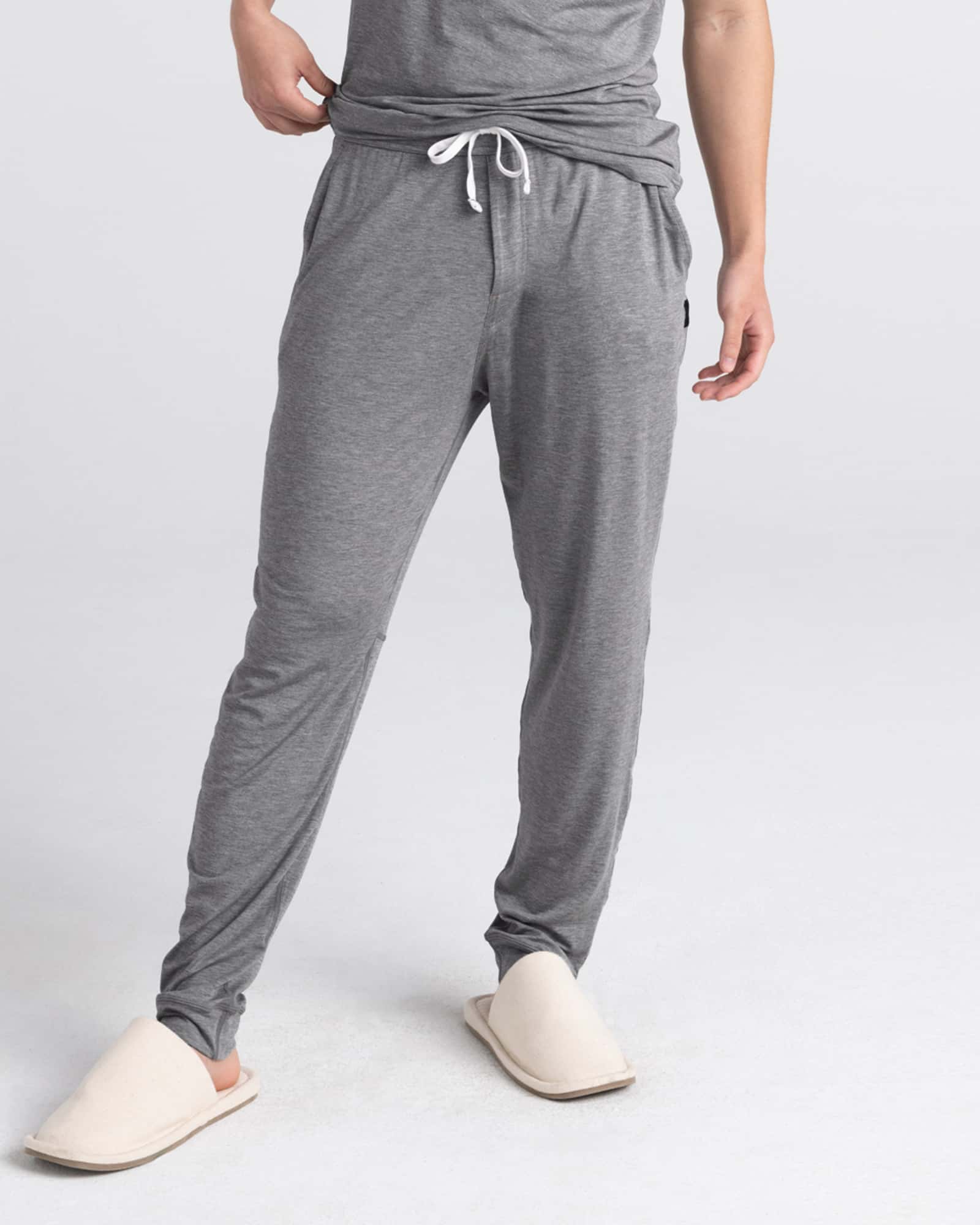 Front - Model wearing Snooze Pant in Dark Grey Heather