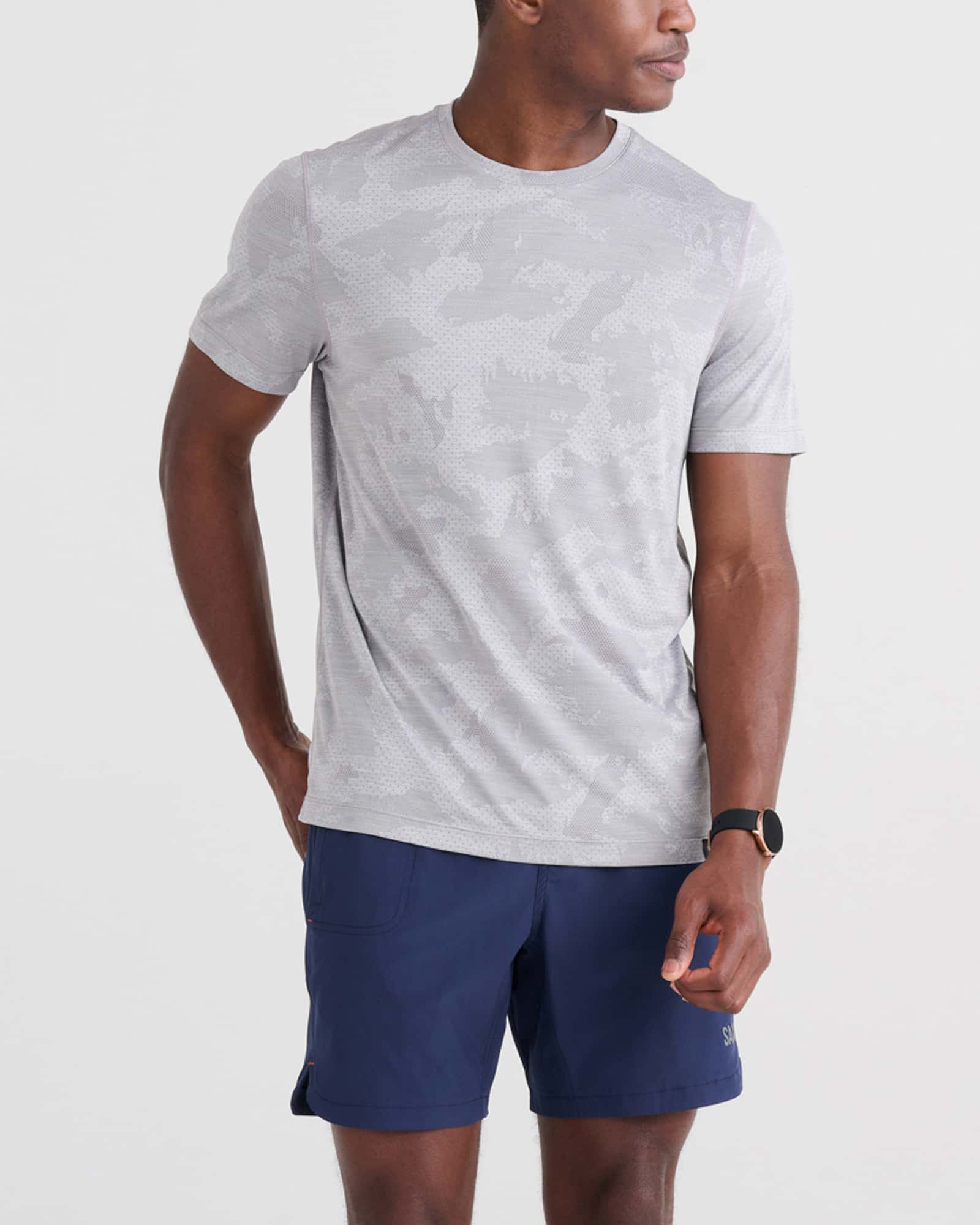 Front - Model wearing Gainmaker 2N1 Short 7" in Navy