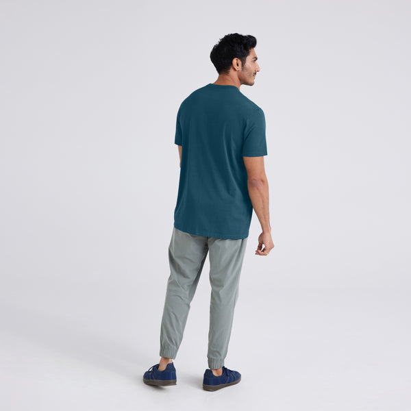 Back - Model wearing Droptemp® Cooling Cotton Short Sleeve Crew in Storm