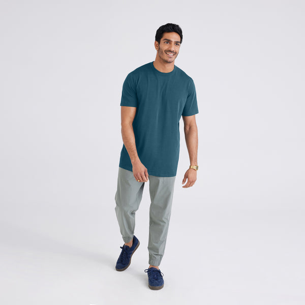 Front - Model wearing Droptemp® Cooling Cotton Short Sleeve Crew in Storm