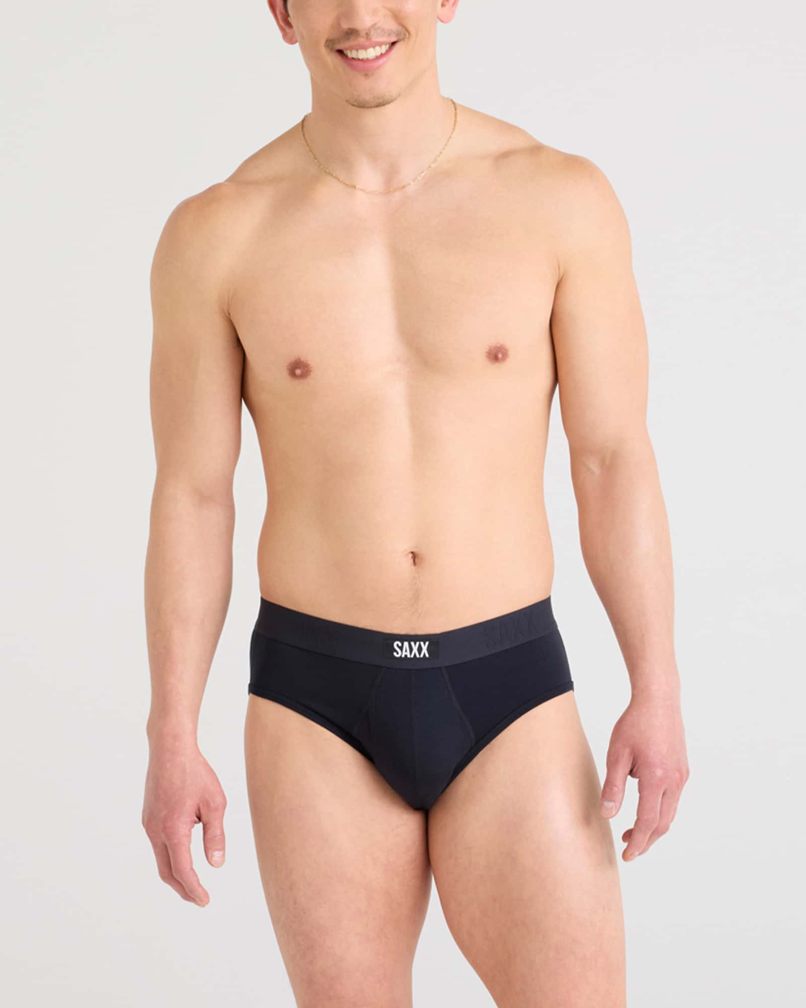 Front - Model wearing Vibe Xtra Brief in Black